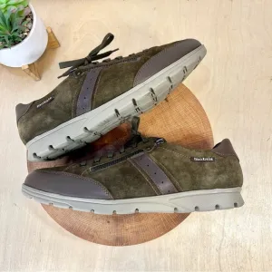 Mephisto | Kristof Suede Leather Zippered Sneaker Brown/Green  Size 10.5