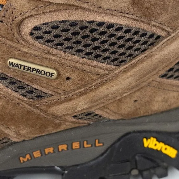 Merrell Mens 7.5 Moab 2 Mid WP Waterproof Earth Brown Hiking Boots J06051