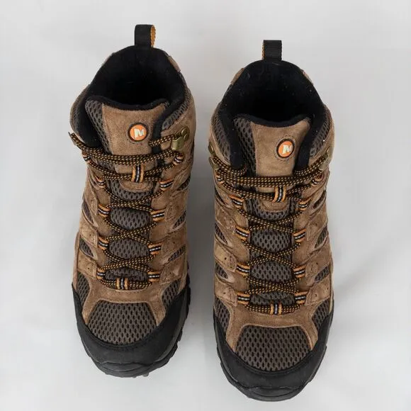 Merrell Mens 7.5 Moab 2 Mid WP Waterproof Earth Brown Hiking Boots J06051