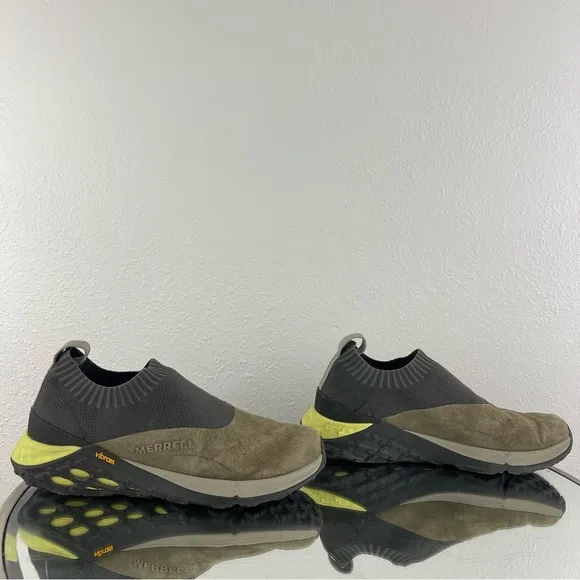 MERRELL Mens Dusty Olive Suede Leather Jungle Moc XX AC  Vibram Slip On Shoes