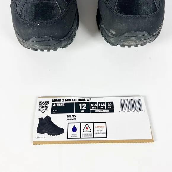 Merrell Men's Moab 2 Mid Waterproof Tactical Boots Black hiking camping Size 12