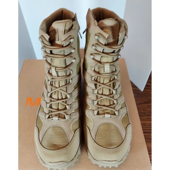 Merrell Moab 2 8&quot; Tactical Waterproof Side-Zip Coyote Boot for Hiking &amp; Hunting