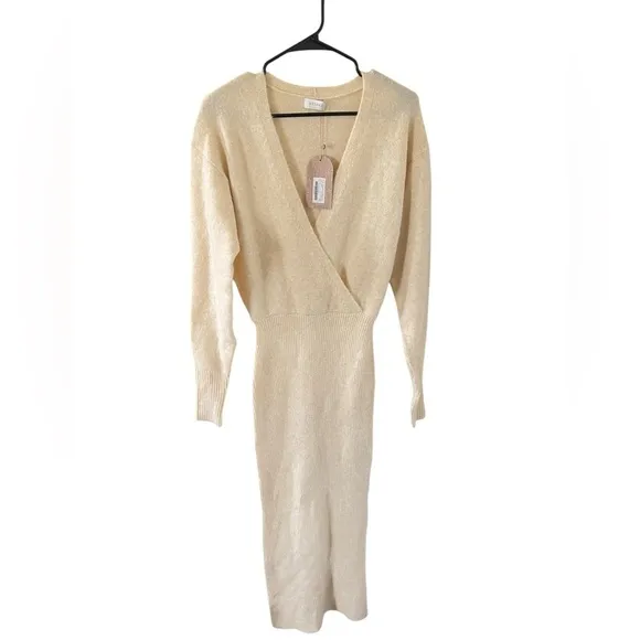 Meshki NEW Shannon Knit Maxi Dress Cream Marle