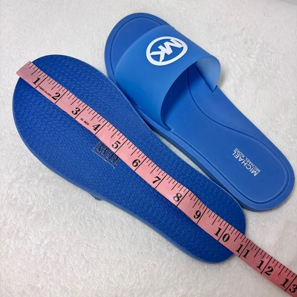 Michael Kors Blue Slide Sandals Summer, Vacation, Size 10 NEW