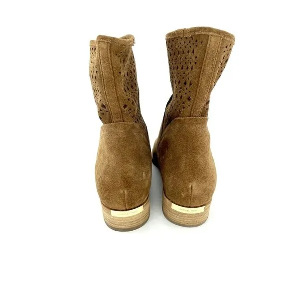 Michael Kors Boots Brown Perforated Suede Leather Ankle Boots NEW SZ 7 New