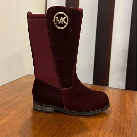 Michael Kors Emma Lily velour Boots new plum Girls Toddlers Size 7