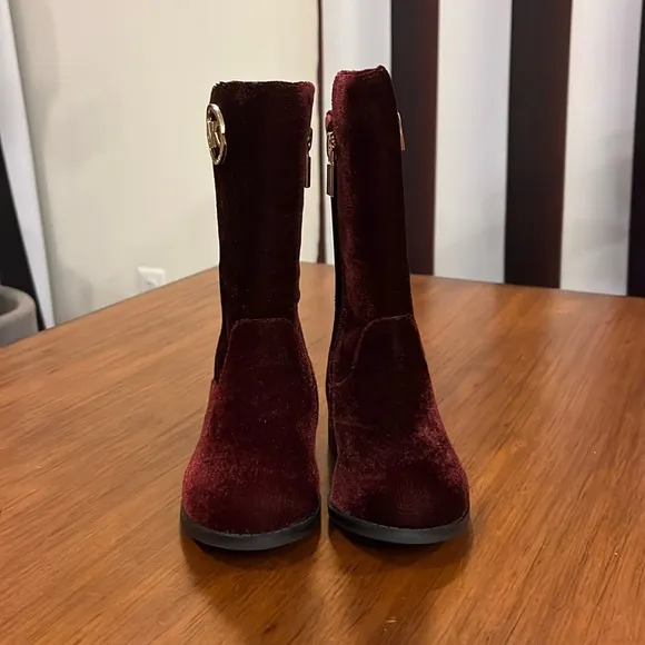 Michael Kors Emma Lily velour Boots new plum Girls Toddlers Size 7