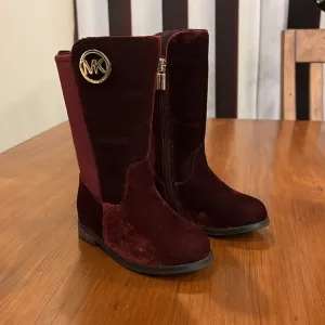 Michael Kors Emma Lily velour Boots new plum Girls Toddlers Size 7