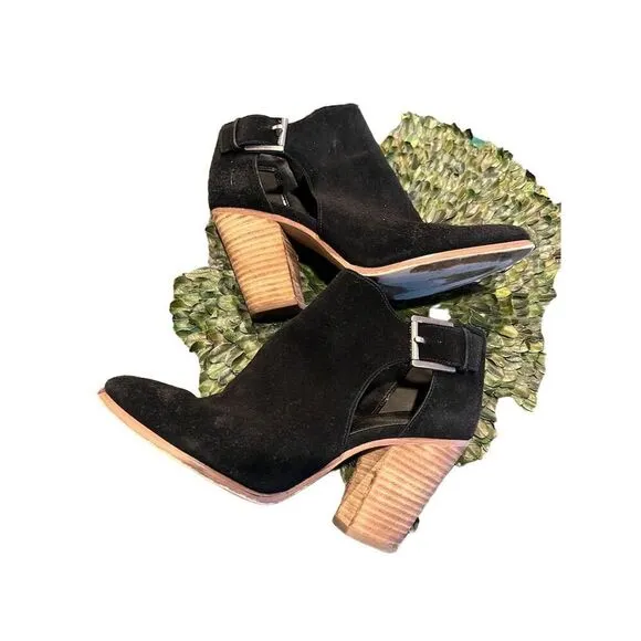 Michael Kors Women's Black Suede Ankle Booties Mid Heel Size 7