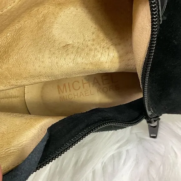 MICHEL KORS Alexandra knee high boots heels suede leather black 8M