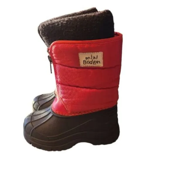 Mini Boden Red Fleece Lined Snow Boots Toddler Size 24 US 7.5 NWOT