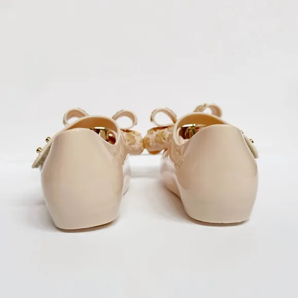 MINI MELISSA NUDE BEIGE ULTRAGIRL SWEET BB BIG GOLD FLOWER BOW JELLY SHOES