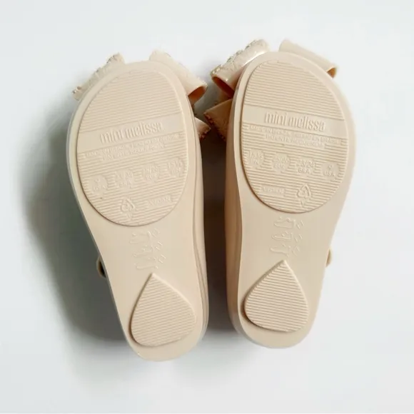 MINI MELISSA NUDE BEIGE ULTRAGIRL SWEET BB BIG GOLD FLOWER BOW JELLY SHOES