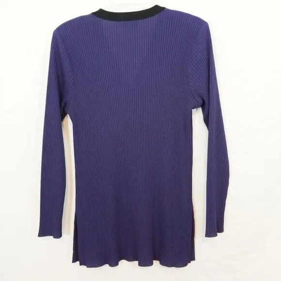 Misook deep purple &amp; black button cardigan sweater