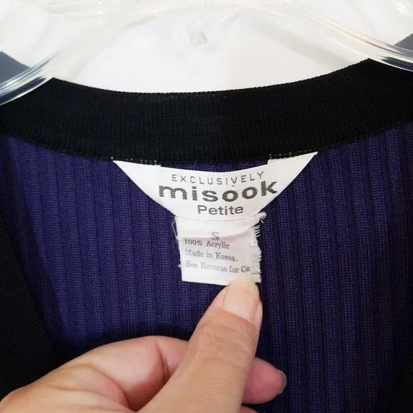 Misook deep purple &amp; black button cardigan sweater