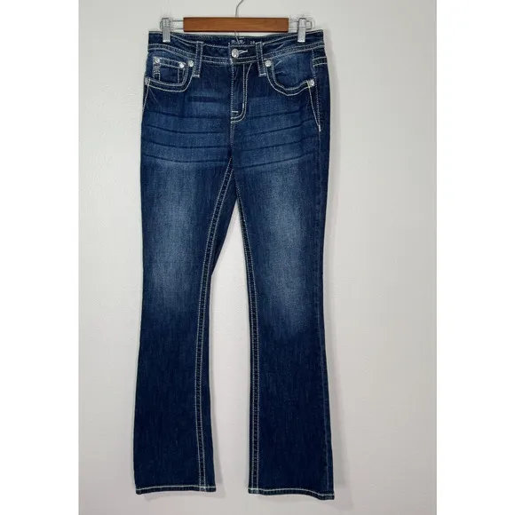 Miss Me Jeans Mid Rise Horse Pocket M3921B Denim Embroidered 28x34 Rare!