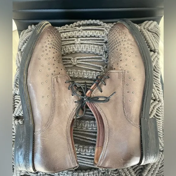 MIZ MOOZ Prose Women’s Oxford Lace Up Studded Shoes Brown EUR 41 US 9.5-10