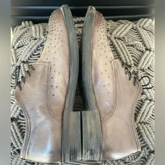 MIZ MOOZ Prose Women’s Oxford Lace Up Studded Shoes Brown EUR 41 US 9.5-10