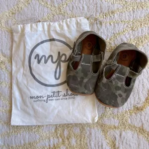 Mon Petit CAMO Camouflage Size 6 T-Strap MPs Leather Baby Handmade‎ Shoes