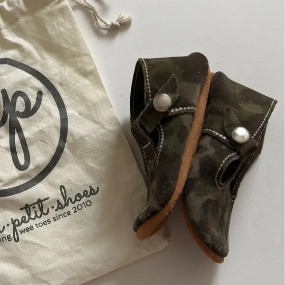 Mon Petit CAMO Camouflage Size 6 T-Strap MPs Leather Baby Handmade‎ Shoes