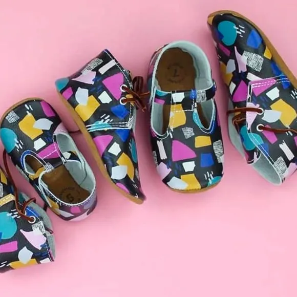 Mon Petit Paper Collage Soft Sole Lace Up Shoe