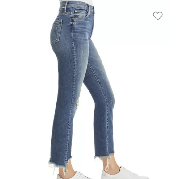 Mother The Insider High Waist Crop Step Chew Hem Jeans (Dancing on Coals)