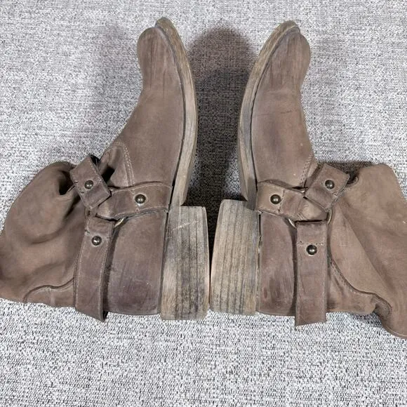 Moto Leather Boots Tan Biker Casual Size 36 Made In Italy