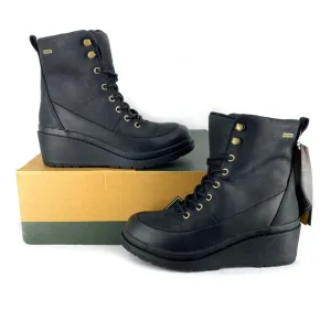 Muck Boot Company Liberty Wedge Boots Oiled Black Leather Waterproof NIB US 6