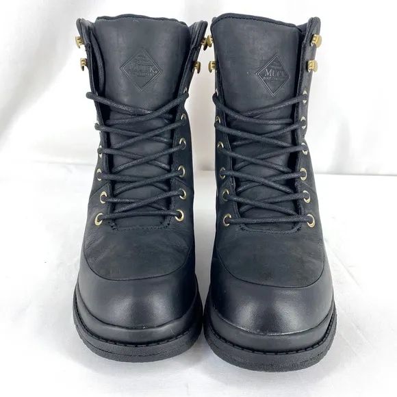 Muck Boot Company Liberty Wedge Boots Oiled Black Leather Waterproof NIB US 6