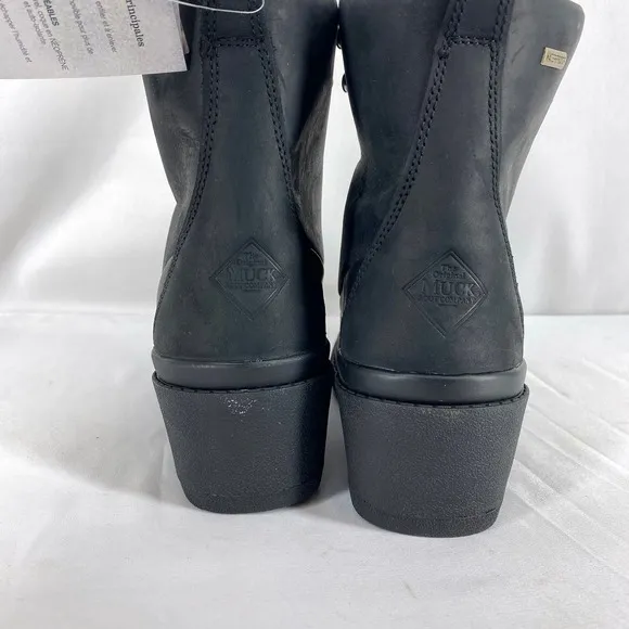 Muck Boot Company Liberty Wedge Boots Oiled Black Leather Waterproof NIB US 6