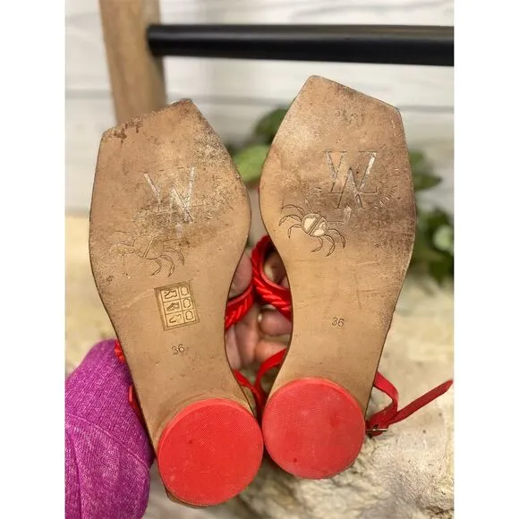 Myyaz handmade London Ephe Red Casual, Sandal, Flat Sandal Size 36 (US 6)
