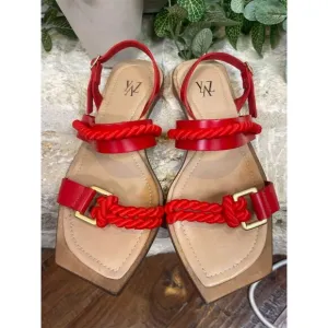 Myyaz handmade London Ephe Red Casual, Sandal, Flat Sandal Size 36 (US 6)