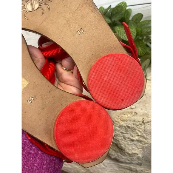Myyaz handmade London Ephe Red Casual, Sandal, Flat Sandal Size 36 (US 6)