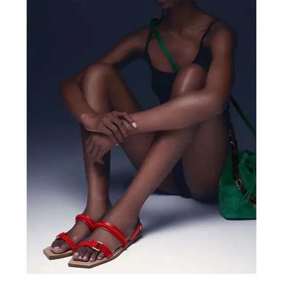 Myyaz handmade London Ephe Red Casual, Sandal, Flat Sandal Size 36 (US 6)