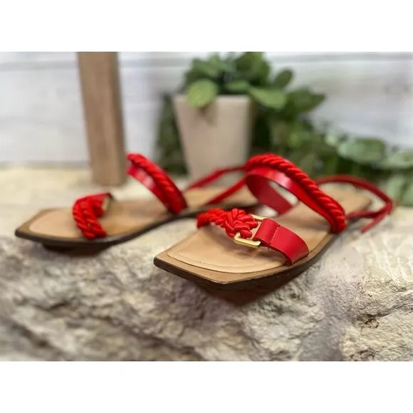 Myyaz handmade London Ephe Red Casual, Sandal, Flat Sandal Size 36 (US 6)