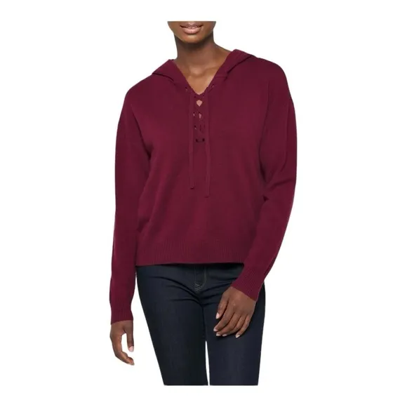 NAADAM Cashmere Lace-Up Sweater in Maroon Size 3X NWT