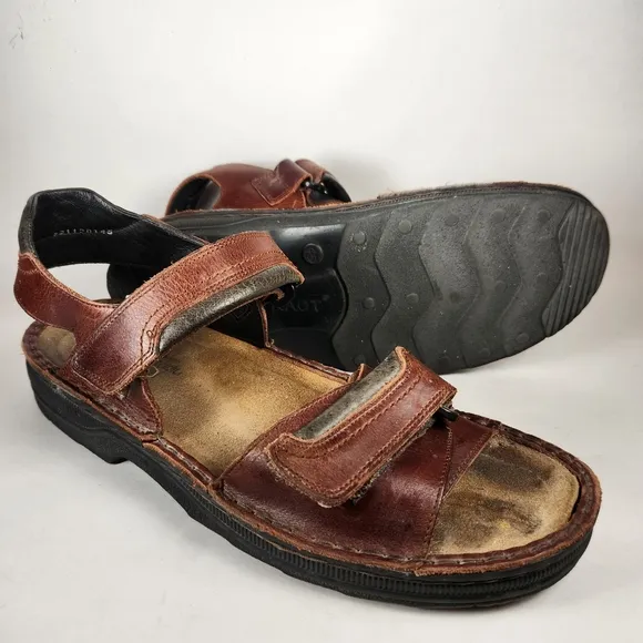 NAOT Men's Sandal Size 12 EU 45 Brown Leather Comfort Outdoor Shoes