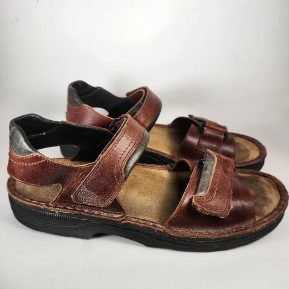 NAOT Men's Sandal Size 12 EU 45 Brown Leather Comfort Outdoor Shoes