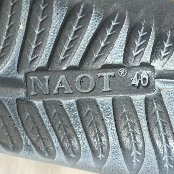 Naot Kumara Foggy Grey/Soft Gold Rose Leather Lace Up Casual Shoes Sz 40