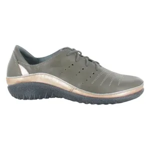 Naot Kumara Foggy Grey/Soft Gold Rose Leather Lace Up Casual Shoes Sz 40