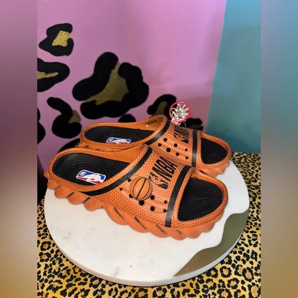 NBA x CROCS Basketball Orange and Black Athletic Shoes