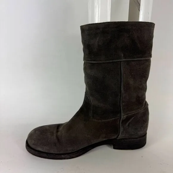 NDC Made By Hand Boots Women's 9 Gray Suede Fleece Lined Pull On Mid-Calf Bootie