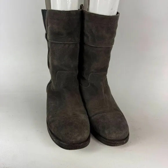 NDC Made By Hand Boots Women's 9 Gray Suede Fleece Lined Pull On Mid-Calf Bootie