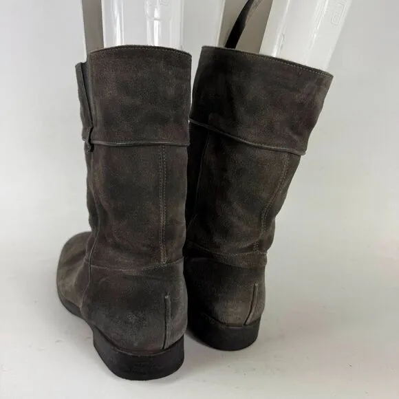 NDC Made By Hand Boots Women's 9 Gray Suede Fleece Lined Pull On Mid-Calf Bootie