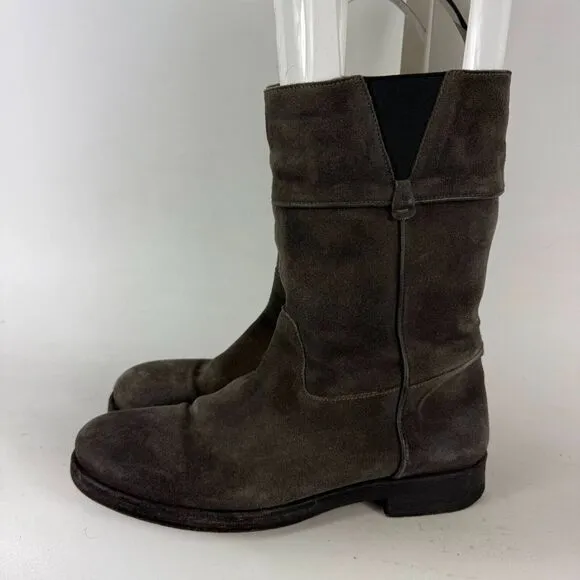 NDC Made By Hand Boots Women's 9 Gray Suede Fleece Lined Pull On Mid-Calf Bootie