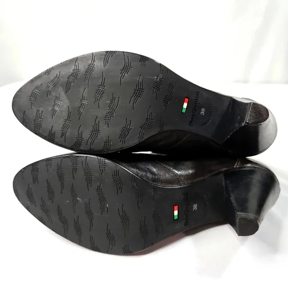 Nero Giardini Black Leather Womens Ankle Boots Size 38 EU Size 8 US