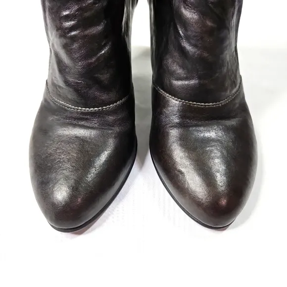 Nero Giardini Black Leather Womens Ankle Boots Size 38 EU Size 8 US