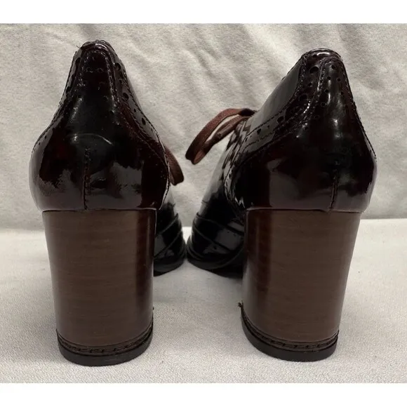 New Aerosoles Burgundy/wine Oxford Lace Up Boots Shooties heels Womens 6M Shiny