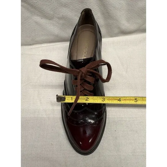 New Aerosoles Burgundy/wine Oxford Lace Up Boots Shooties heels Womens 6M Shiny