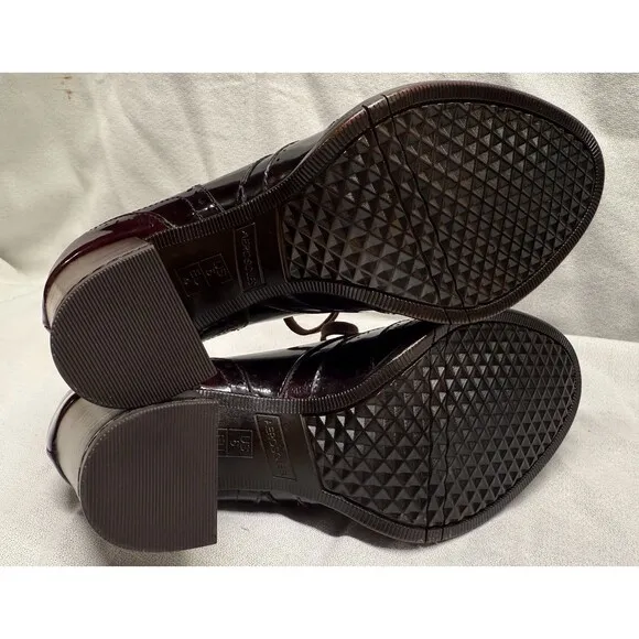New Aerosoles Burgundy/wine Oxford Lace Up Boots Shooties heels Womens 6M Shiny